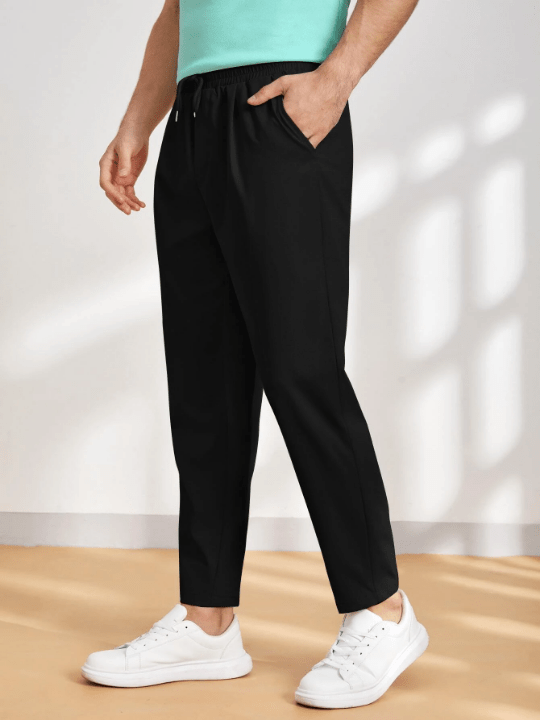 Manfinity Basics Men Solid Drawstring Waist Pants - Lolli World Marketplace