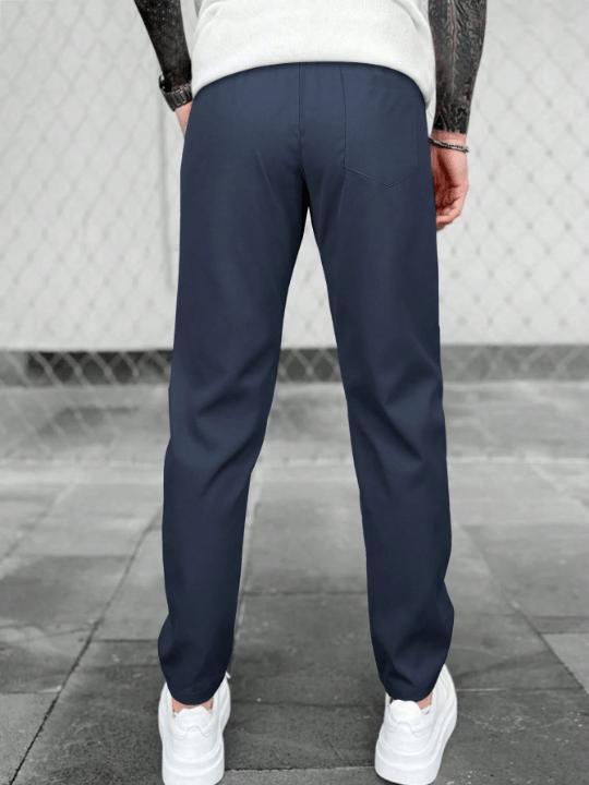 Manfinity Basics Men Solid Drawstring Waist Pants - Lolli World Marketplace