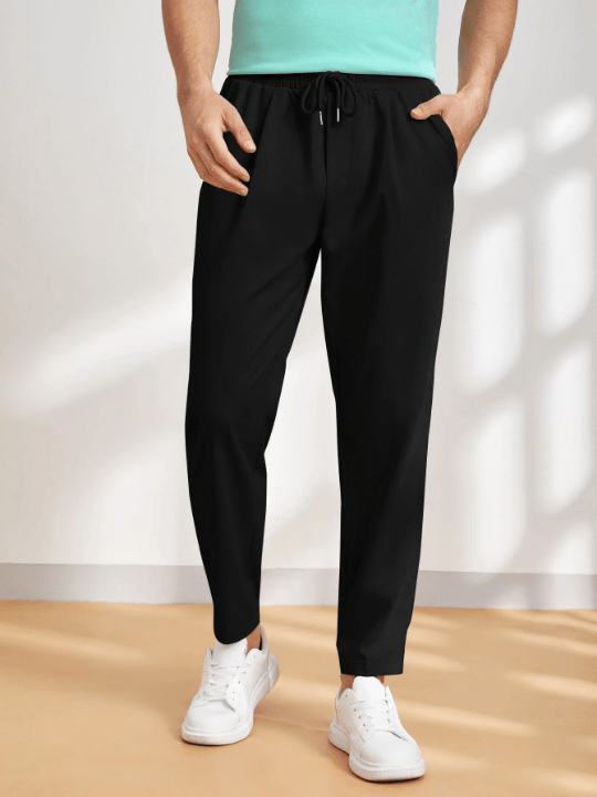 Manfinity Basics Men Solid Drawstring Waist Pants - Lolli World Marketplace