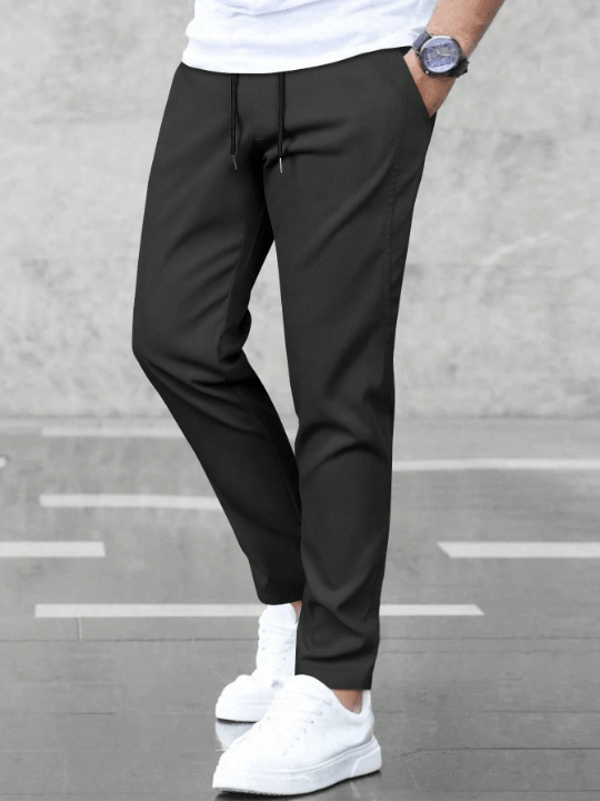 Manfinity Basics Men Solid Drawstring Waist Pants - Lolli World Marketplace