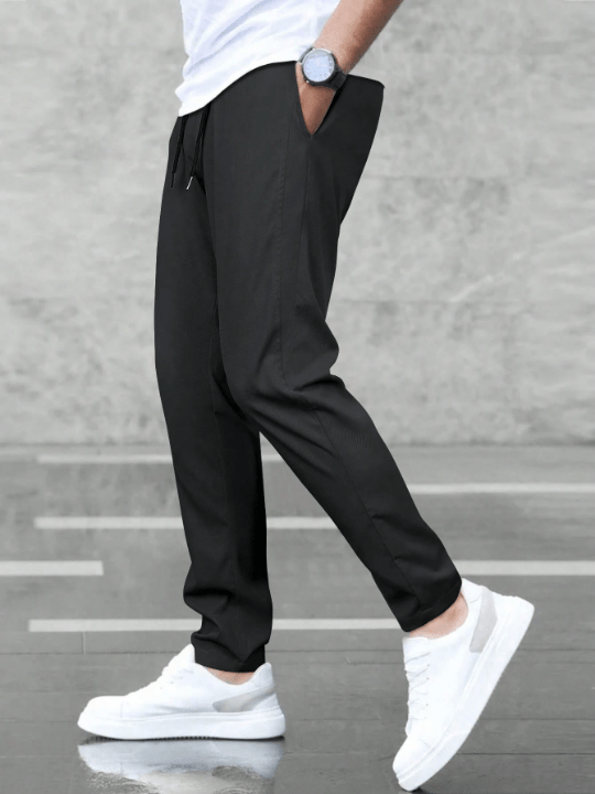 Manfinity Basics Men Solid Drawstring Waist Pants - Lolli World Marketplace