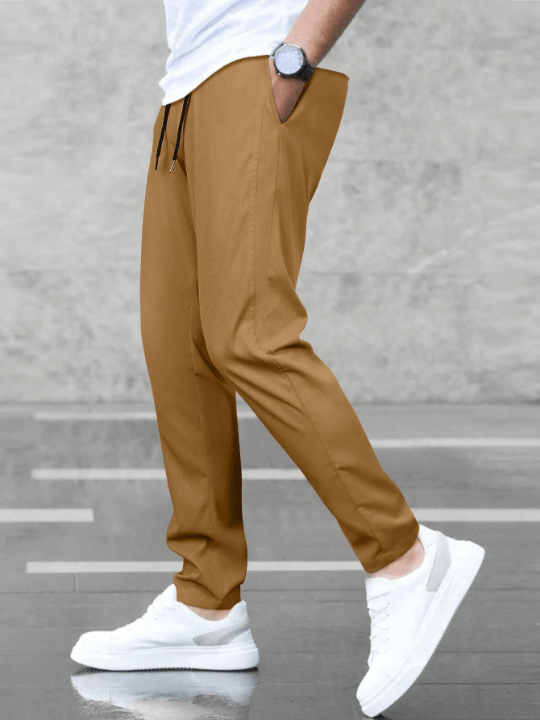 Manfinity Basics Men Solid Slant Pocket Drawstring Waist Pants - Lolli World Marketplace