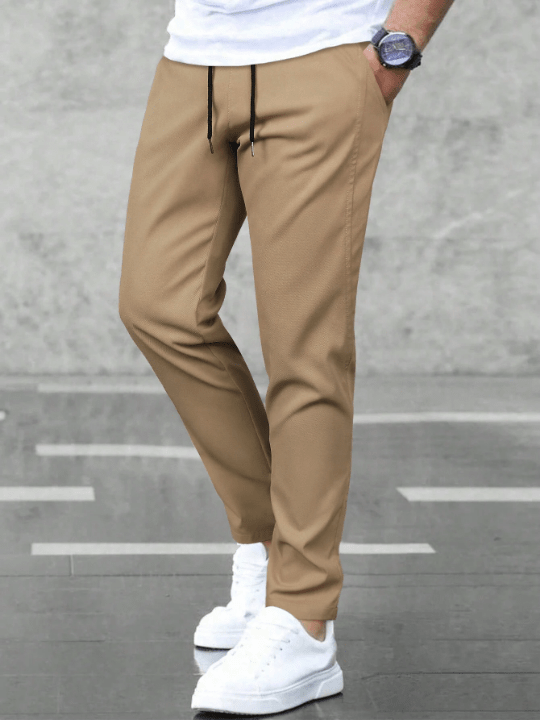 Manfinity Basics Men Solid Slant Pocket Drawstring Waist Pants - Lolli World Marketplace
