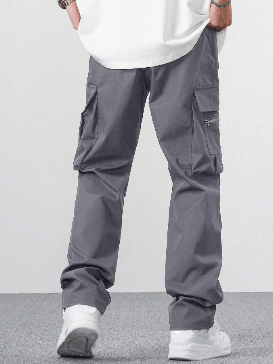 Manfinity EMRG Loose - Fit Men's Cargo Pants With Flap Pocket, Side Drawstring And Elastic Waist - Lolli World Marketplace