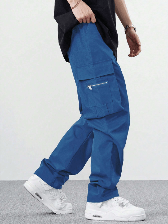 Manfinity EMRG Loose Fit Men's Cargo Pants With Flap Pockets, Drawstring Waist And Side Pockets - Lolli World Marketplace