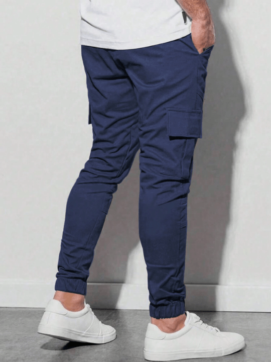 Manfinity EMRG Men Flap Pocket Side Drawstring Waist Cargo Pants - Lolli World Marketplace