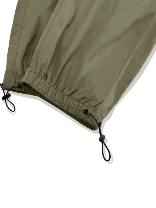 Manfinity EMRG Men Flap Pocket Side Drawstring Waist Oversize Cargo Pants - Lolli World Marketplace
