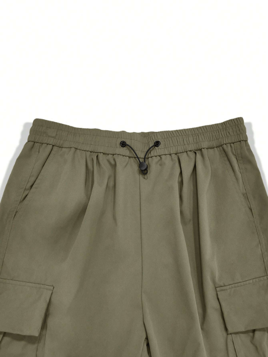 Manfinity EMRG Men Flap Pocket Side Drawstring Waist Oversize Cargo Pants - Lolli World Marketplace