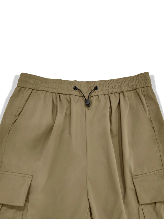 Manfinity EMRG Men Solid Flap Pocket Drawstring Waist Loose Cargo Pants - Lolli World Marketplace