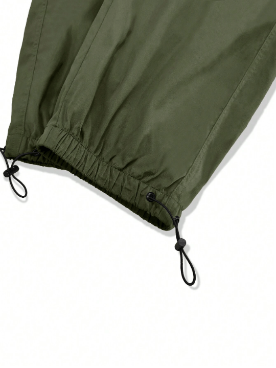 Manfinity EMRG Men Solid Flap Pocket Drawstring Waist Oversized Cargo Pants - Lolli World Marketplace