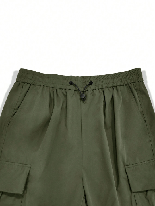 Manfinity EMRG Men Solid Flap Pocket Drawstring Waist Oversized Cargo Pants - Lolli World Marketplace
