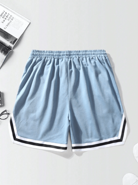 Manfinity EMRG Men's Loose Fit Drawstring Waist Short With Striped Trim And Letter Pattern - Lolli World Marketplace