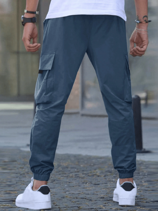 Manfinity Homme Loose Fit Men's Cargo Pants With Flap Pockets And Drawstring Waist - Lolli World Marketplace