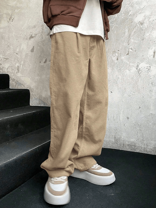 Manfinity Homme Loose - Fit Men's Casual Straight - Leg Pants - Lolli World Marketplace
