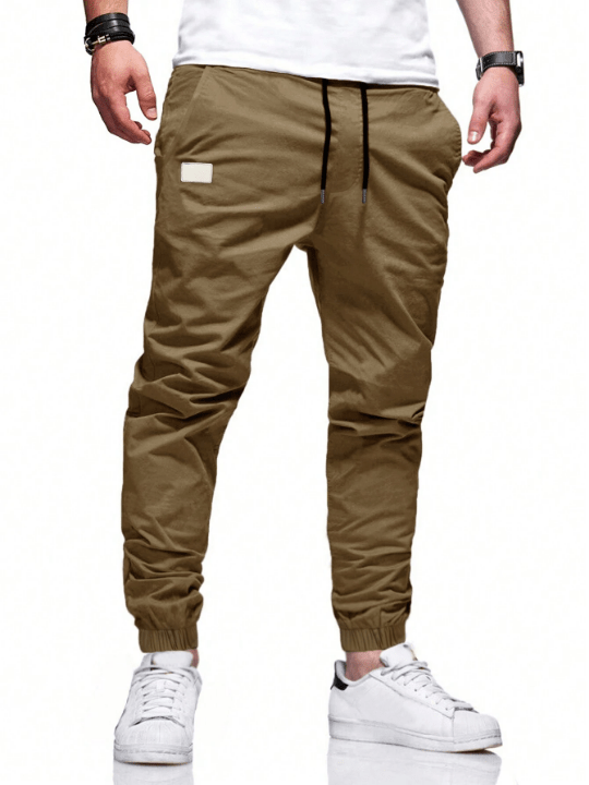 Manfinity Homme Loose - Fit Men's Drawstring Waist Carrot Pants - Lolli World Marketplace
