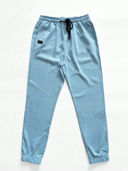 Manfinity Homme Loose Fit Men's Drawstring Waist & Cuffed Patch Pants - Lolli World Marketplace
