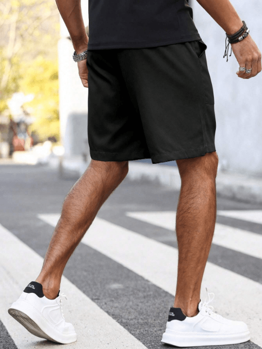 Manfinity Homme Loose Fit Men's Drawstring Waist Short With Slanted Pockets - Lolli World Marketplace