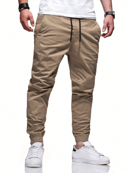 Manfinity Homme Loose Fit Men's Drawstring Waist Slant Pocket Pants - Lolli World Marketplace