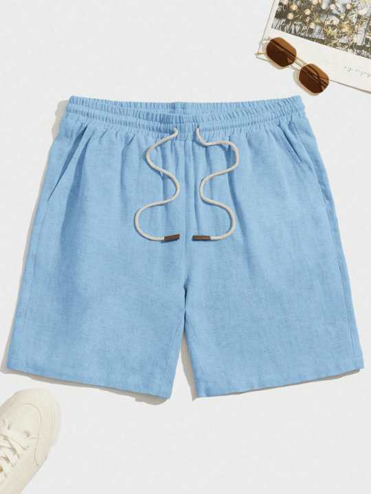 Manfinity Homme Loose Fit Men's Drawstring Waist Solid Shorts - Lolli World Marketplace