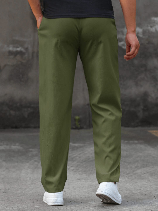 Manfinity Homme Loose Fit Men's Letter Patched Drawstring Waist Straight Leg Pants - Lolli World Marketplace