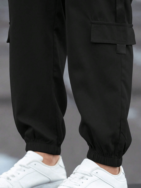 Manfinity Homme Loose Fit Men's Letter Patchwork Cargo Pants With Flap Pockets - Lolli World Marketplace
