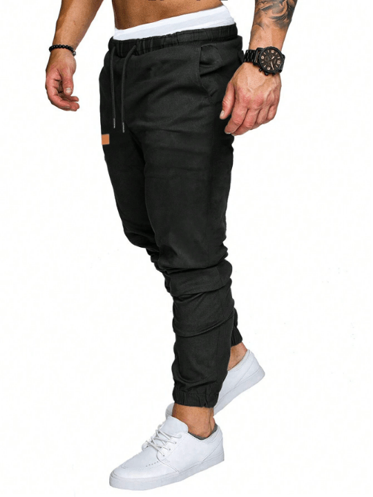 Manfinity Homme Loose Fit Men's Patchwork Detail Drawstring Waist Pants - Lolli World Marketplace