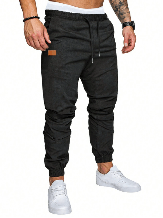 Manfinity Homme Loose Fit Men's Patchwork Detail Drawstring Waist Pants - Lolli World Marketplace