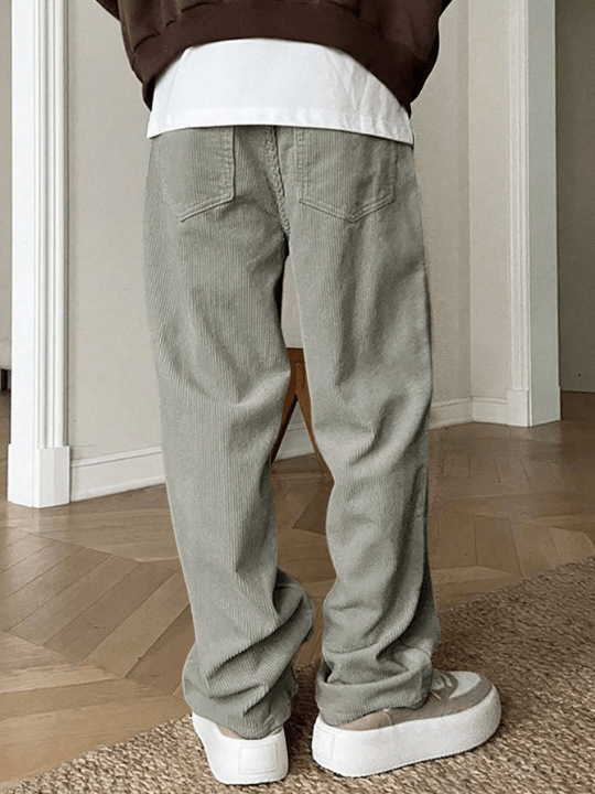 Manfinity Homme Loose Fit Men's Slant Pocket Straight Leg Pants - Lolli World Marketplace