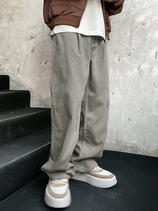 Manfinity Homme Loose Fit Men's Slant Pocket Straight Leg Pants - Lolli World Marketplace