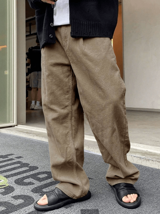 Manfinity Homme Loose - Fit Men's Slant Pocket Straight - Leg Pants - Lolli World Marketplace