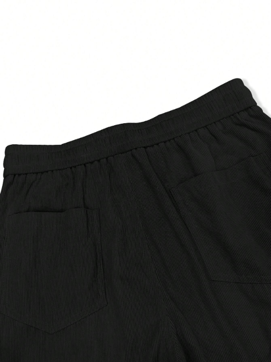 Manfinity Homme Loose - Fit Men's Solid Color Straight Leg Pants With Slant Pockets - Lolli World Marketplace
