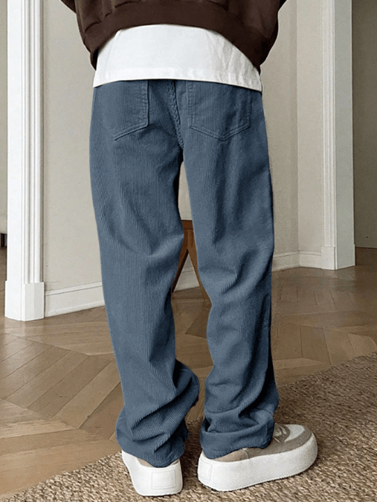 Manfinity Homme Loose - Fitting Men's Casual Straight - Leg Long Pants - Lolli World Marketplace