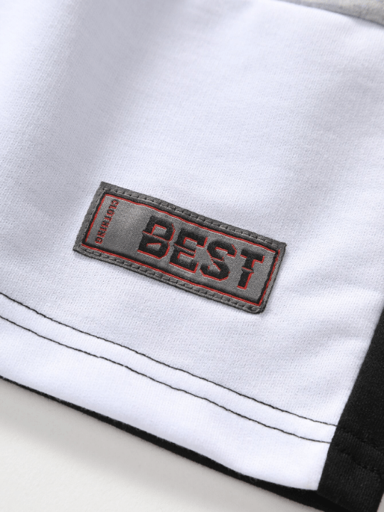 Manfinity Homme Loose Men's Colorblock Letter Patched Detail Shorts With Drawstring Waist - Lolli World Marketplace