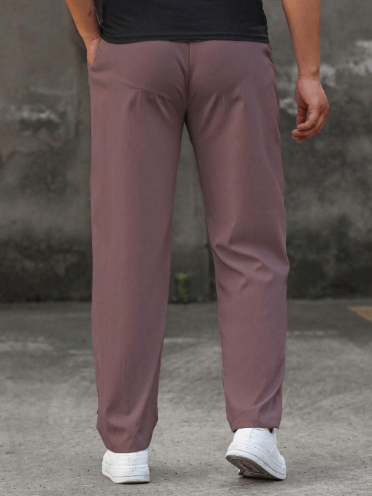 Manfinity Homme Loose Men's Letter Patched Drawstring Waist Straight Leg Pants - Lolli World Marketplace