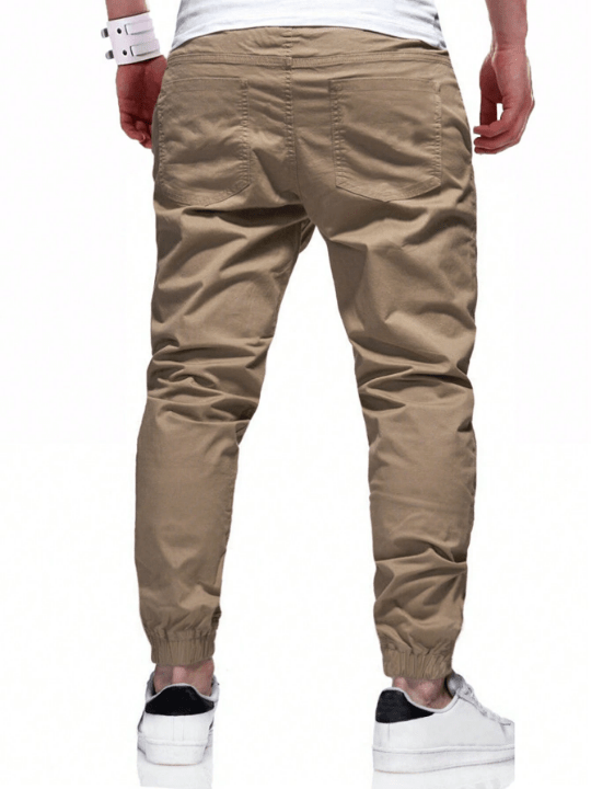 Manfinity Homme Loose Men's Pocket Patched Drawstring Waist Slant Pocket Pants - Lolli World Marketplace