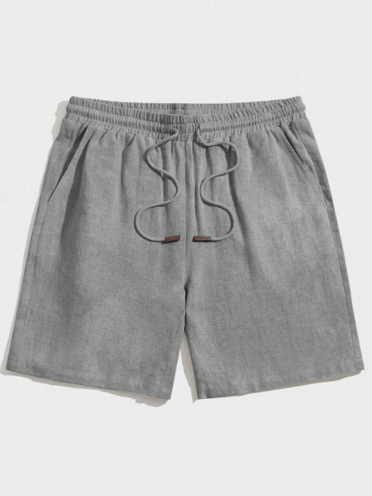 Manfinity Homme Manfinity Homme Men's Solid Color Weave Drawstring Grey Shorts - Lolli World Marketplace