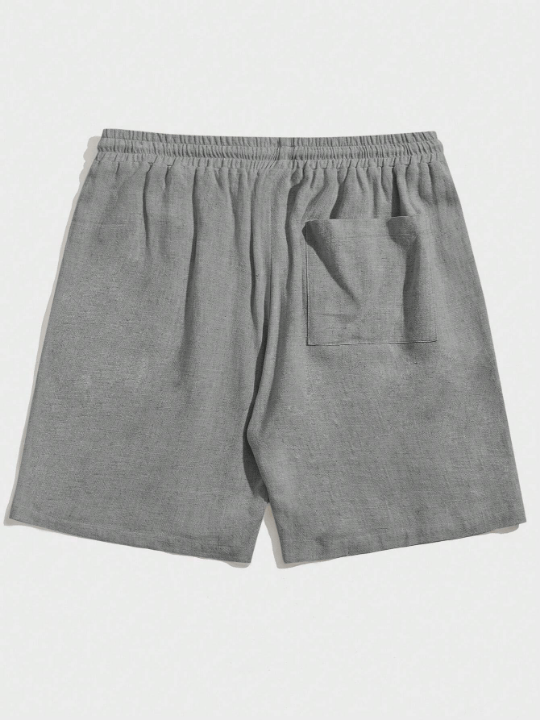 Manfinity Homme Manfinity Homme Men's Solid Color Weave Drawstring Grey Shorts - Lolli World Marketplace