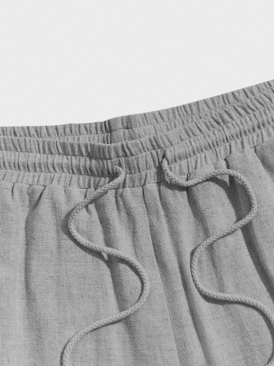 Manfinity Homme Manfinity Homme Men's Solid Color Weave Drawstring Grey Shorts - Lolli World Marketplace
