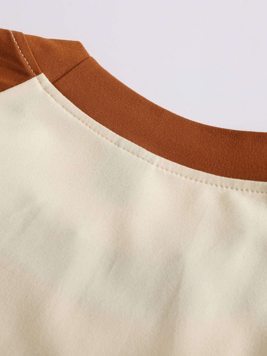 Manfinity Homme Men Color Block Letter Patched Detail Contrast Raglan Sleeve Tee - Lolli World Marketplace
