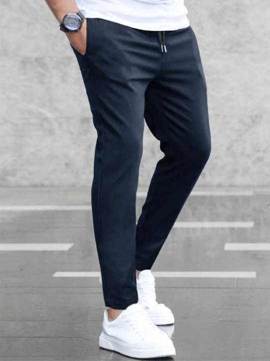 Manfinity Homme Men Drawstring Waist Slant Pocket Pants - Lolli World Marketplace