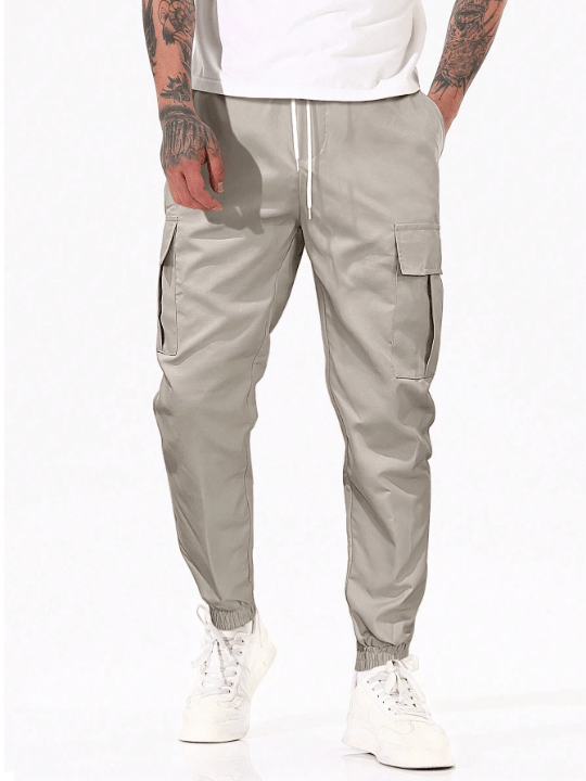 Manfinity Homme Men Flap Pocket Drawstring Waist Cargo Pants - Lolli World Marketplace