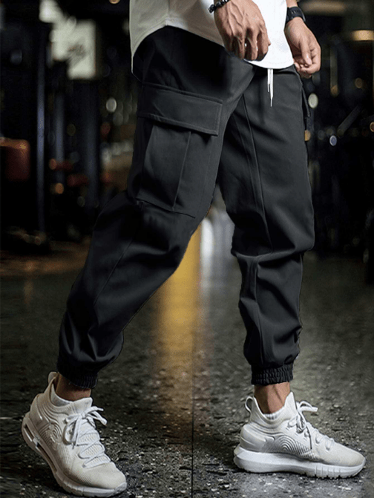 Manfinity Homme Men Flap Pocket Drawstring Waist Cargo Pants - Lolli World Marketplace