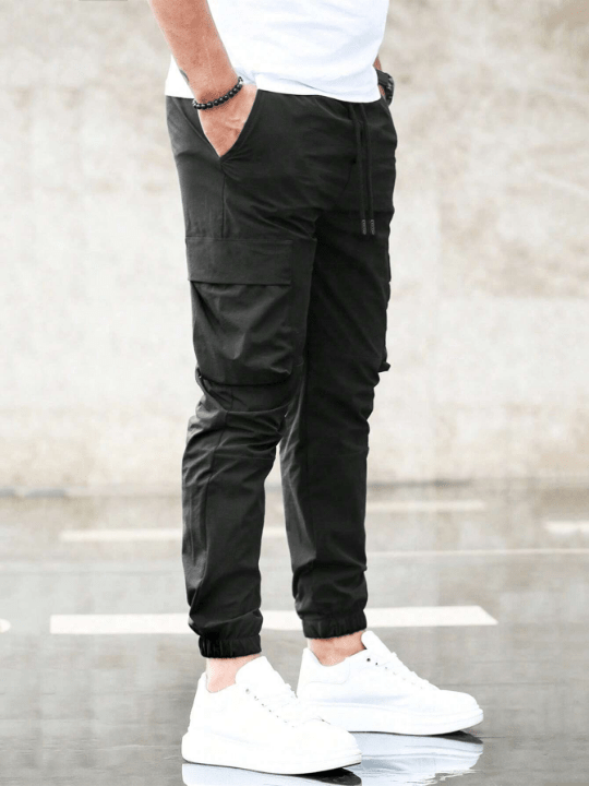 Manfinity Homme Men Flap Pocket Drawstring Waist Cargo Pants - Lolli World Marketplace