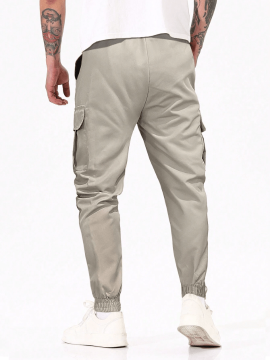 Manfinity Homme Men Flap Pocket Drawstring Waist Cargo Pants - Lolli World Marketplace