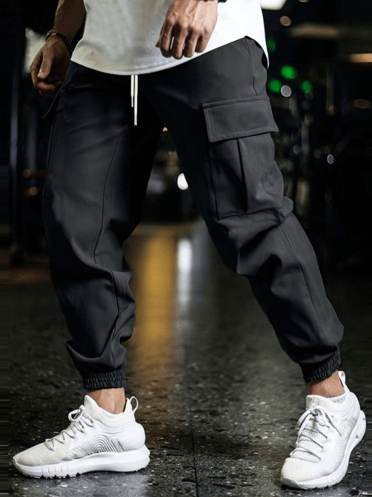 Manfinity Homme Men Flap Pocket Drawstring Waist Cargo Pants - Lolli World Marketplace