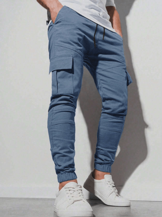 Manfinity Homme Men Flap Pocket Side Drawstring Waist Cargo Pants - Lolli World Marketplace