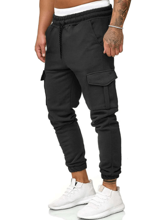 Manfinity Homme Men Flap Pocket Side Drawstring Waist Sweatpants - Lolli World Marketplace