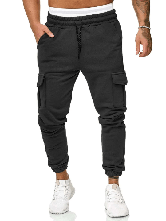 Manfinity Homme Men Flap Pocket Side Drawstring Waist Sweatpants - Lolli World Marketplace