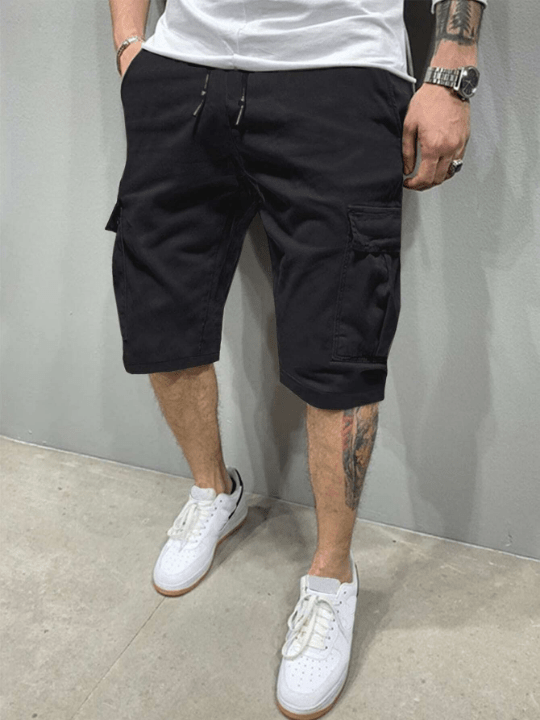 Manfinity Homme Men Flap Pockets Drawstring Cargo Shorts - Lolli World Marketplace