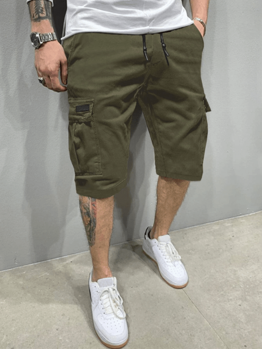Manfinity Homme Men Flap Pockets Drawstring Cargo Shorts - Lolli World Marketplace